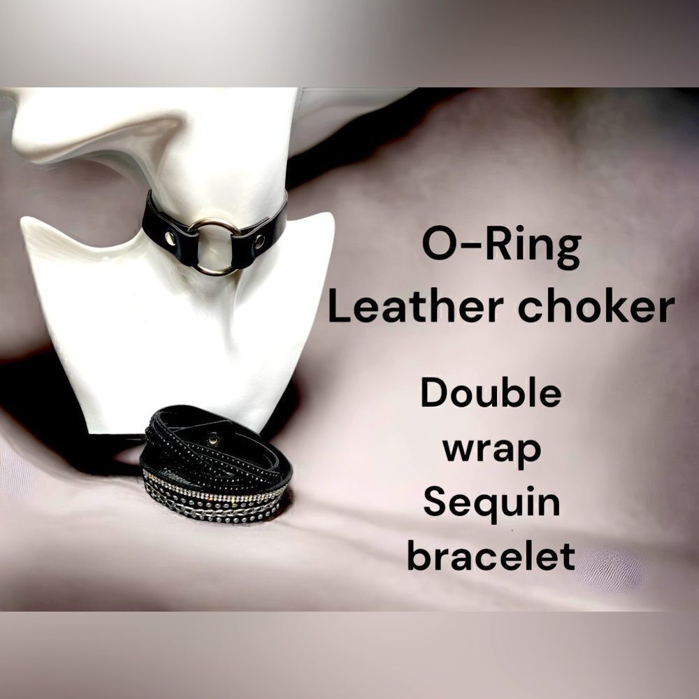2-Piece Sexy Always l Custom set l O-Ring Choker l Double-wrap Sequin Bracelet